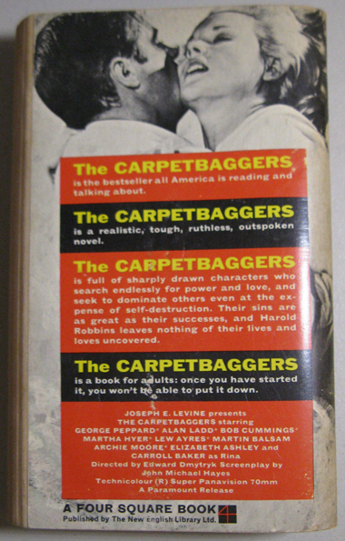 The Carpetbaggers - Robbins (New English Library, 1964) (back cover) (image)