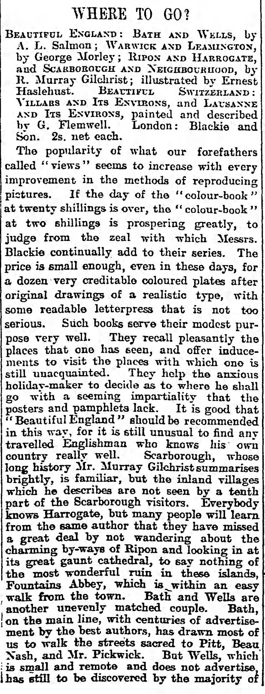 Article re Beautiful England, Beautiful Switzerland series, Guardian, 19 May 1914 (image 1)