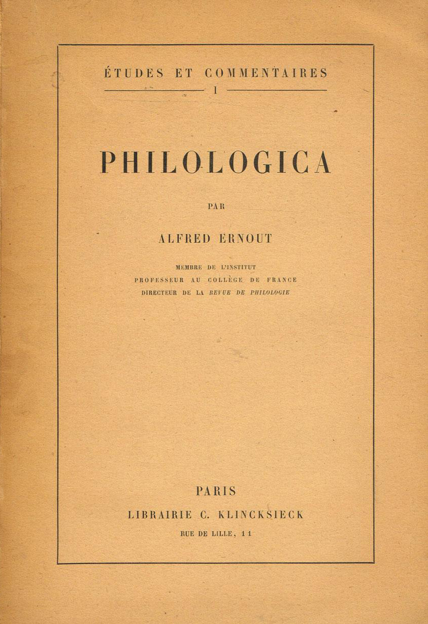 Philologica (Etudes et Commentaires/Klincksieck) (image)