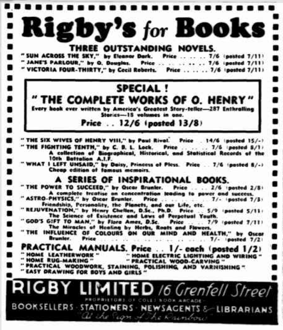 Foulsham's Practical Manuals advert, Adelaide, 1937 (image)