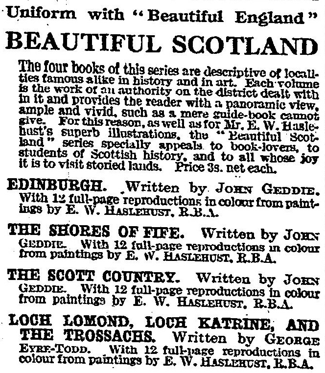 Ad re Beautiful Scotland (Blackie), The Times, 15 Dec. 1922 (image)